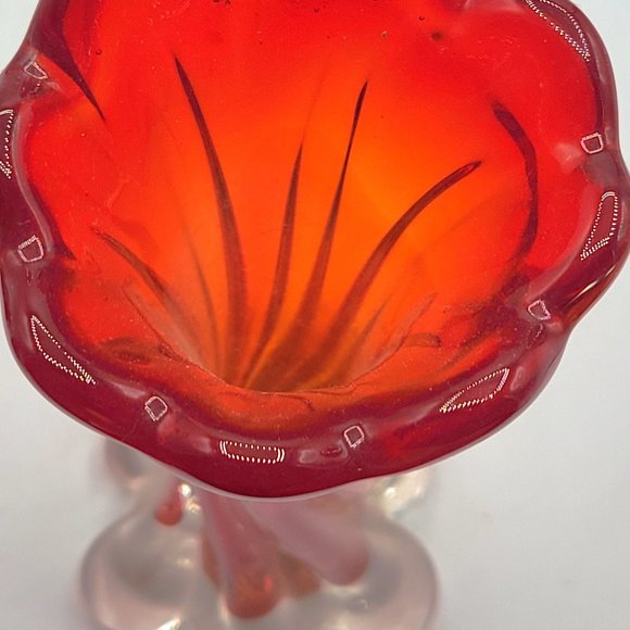 Ruby Red & Clear Hand-blown Vase - Picture 3 of 7